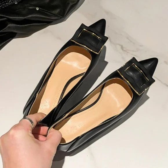 Fang buckle thick heels feminine tip of Fan Jianzhong - Picture 4 of 6